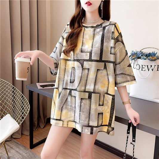 ゆったり感アップ アルファベット カジュアル Tシャツ カットソー＜U-3028＞