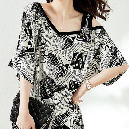 カジュアル ベアトップ お洒落 プリント Tシャツ カットソー＜U-3143＞