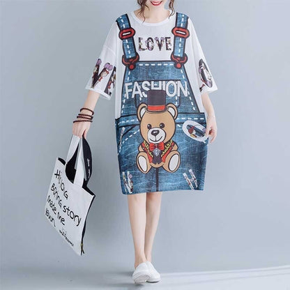 旅行Ｔシャツ 夏 レディース 膝丈 プリント 大きいサイズ ゆったりさらっと涼しい U-656