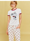 着瘦せ プリント 半袖 配色 カジュアル Tシャツ F-13496