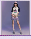 男女兼用 配色 ゆったり ルーズシルエット 甘カジュアル Tシャツ F-13503
