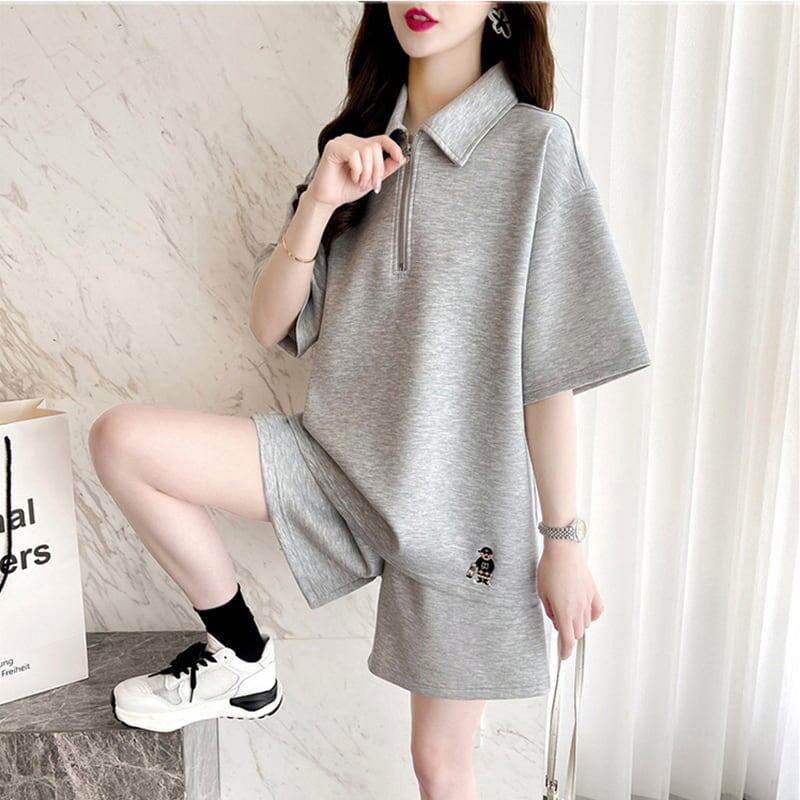 ファッション 切り替え ゆったり感アップ Tシャツ＋ショートパンツ セットアップ＜U-3616＞