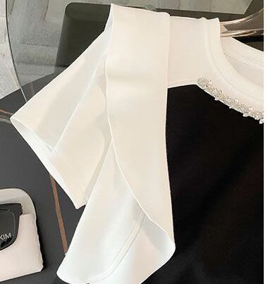 新商品 ホットダイヤモンド 絶対欲しい 切り替え 半袖 Tシャツ ショートパンツ セットアップ<U-8864>
