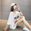 大人可愛い ロング丈 ゆったり 切り替え 三色半袖Tシャツ＜U-8129＞