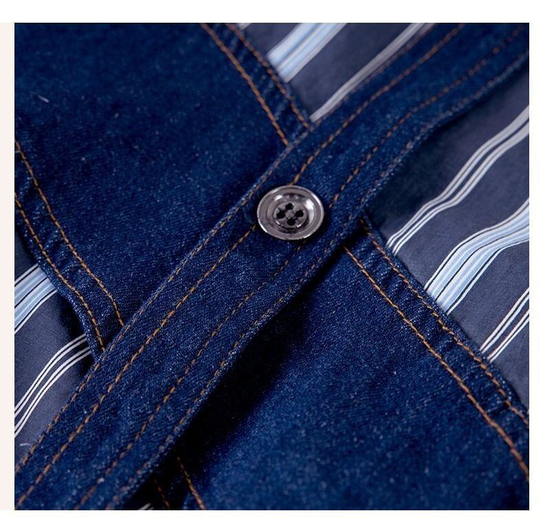 売り切れ必至 オシャレ度満点 簡潔 ストライプ柄 切り替え シャツ ＜U-8079＞