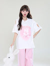 着回し力抜群 レース スウィートプリント 全2色 半袖Tシャツ ＜U-8711＞