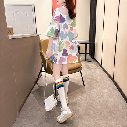 美人度アップ プリント ファッション Tシャツ カットソー ワンピース＜U-3303＞