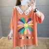 大人可愛い ロング丈 ゆったり 切り替え 三色半袖Tシャツ＜U-8129＞
