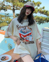着せ ゆったり ビッグロゴ ロングTシャツ 半袖 ワンピース<U-4859>