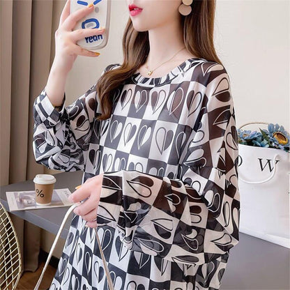 好感度満載 ラウンドネック 美感いっぱい プリント Tシャツ カットソー＜U-2869＞