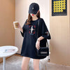 質感のいい 刺Tシャツ ラウンドネック 白 黒 ゆったり半袖＜U-3013＞