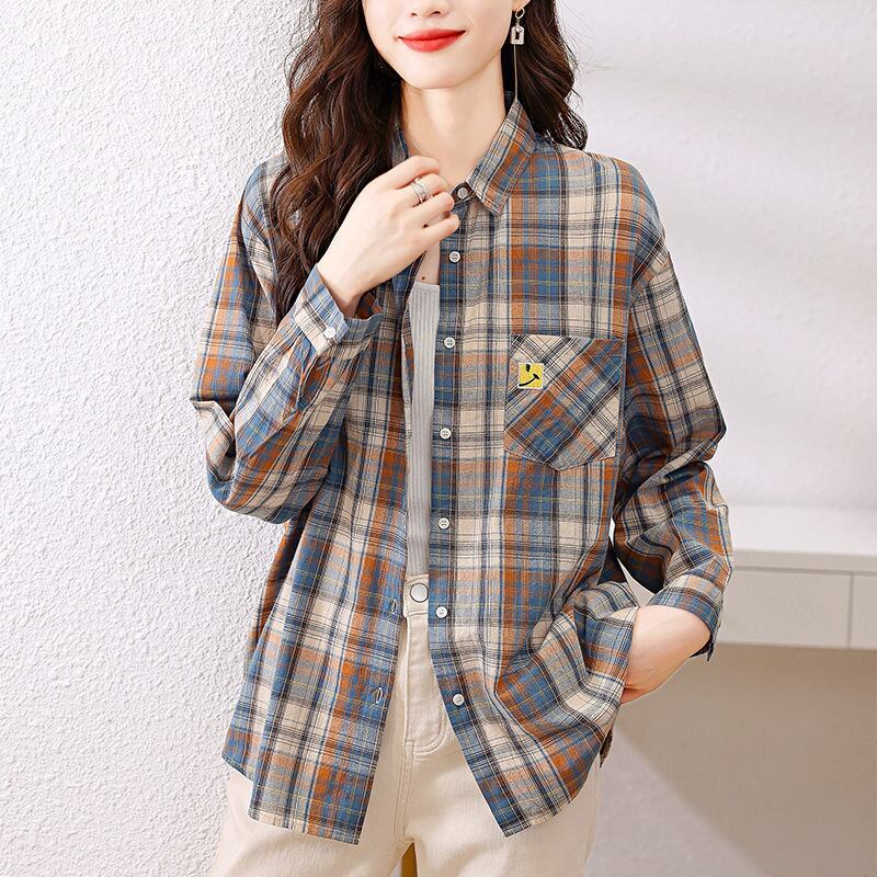 超人気 オシャレ 都市ファッショ デザイン チェック柄 切り替え Tシャツ ＜U-9514＞