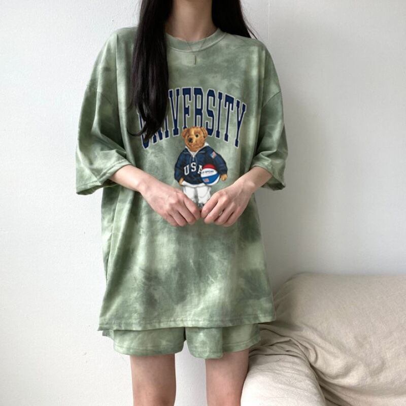 夏に嬉しい機能付き 全5色 軽くて涼しくて可愛い！ 半袖 Tシャツ ショートパンツ セットアップ ＜U-9269＞