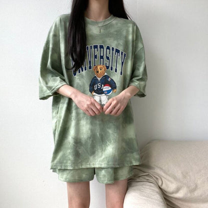 夏に嬉しい機能付き 全5色 軽くて涼しくて可愛い！ 半袖 Tシャツ ショートパンツ セットアップ ＜U-9269＞
