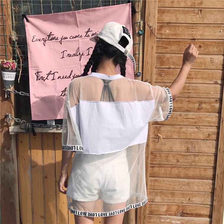 好感度UP レイヤード風 アバンギャルド プリントTシャツ ゆったり半袖＜U-8156＞