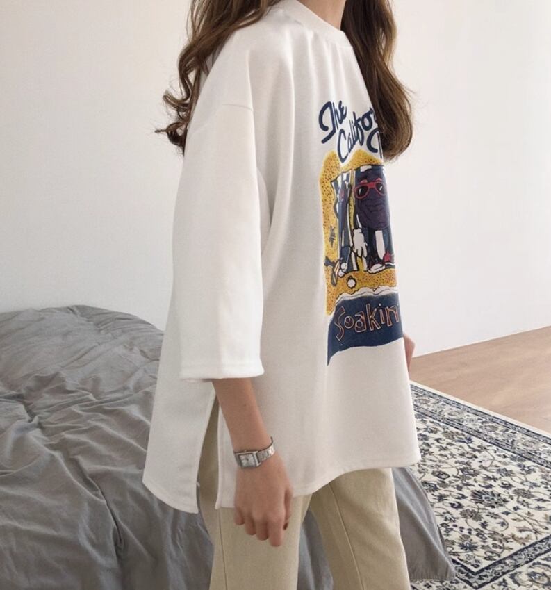 話題沸騰中 ゆったり カジュアル プリント 2色半袖Tシャツ＜U-8161＞