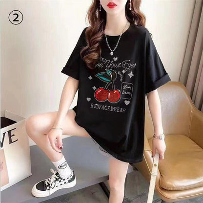 話題沸騰中 ファッション スウィート プリント 半袖Tシャツ<U-8517>