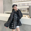 大人気 チェック柄 ゆったり 日焼け対策 UVカット 冷房対策 着?せ 長袖 フード付き シャツ ＜U-1910＞
