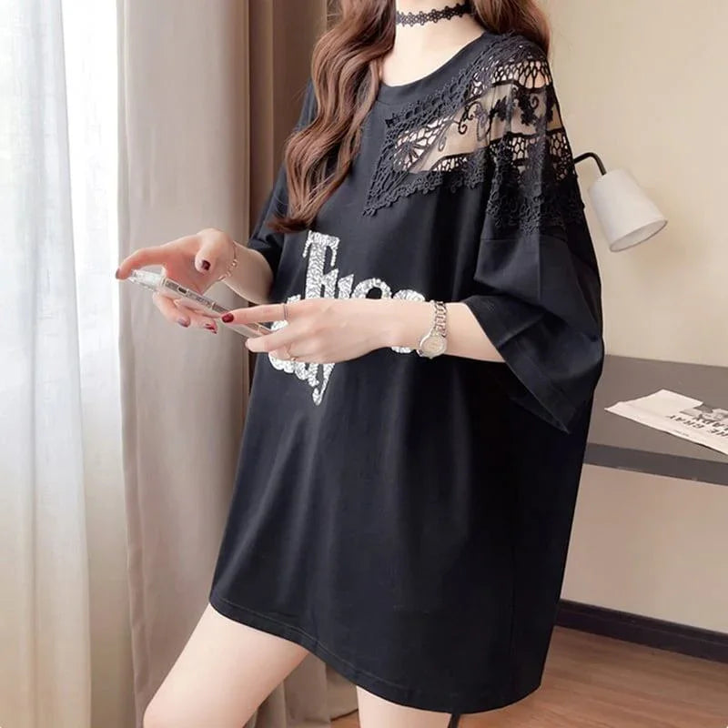 清純甘くて女子力UP ラウンドネック 一目惚れ 3色選択可 Tシャツ カットソー＜U-2950＞