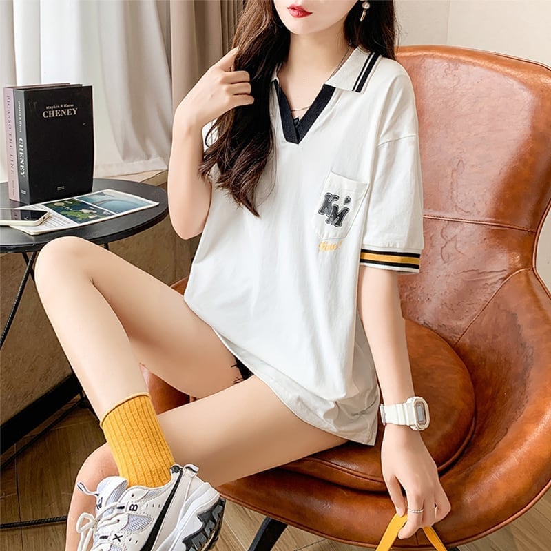オシャレ度満点 切り替え カジュアル プリント Tシャツ カットソー＜U-3593＞