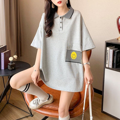 カジュアル 3色選択可 お洒落 ストライプ Tシャツ カットソー＜U-3068＞