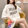おすすめ アルファベット 花柄 Tシャツ 三色 ゆったり ロング 半袖 ＜U-2946＞