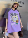 おすすめ アルファベット 個性派 プリントTシャツ ゆったり半袖＜U-8114＞