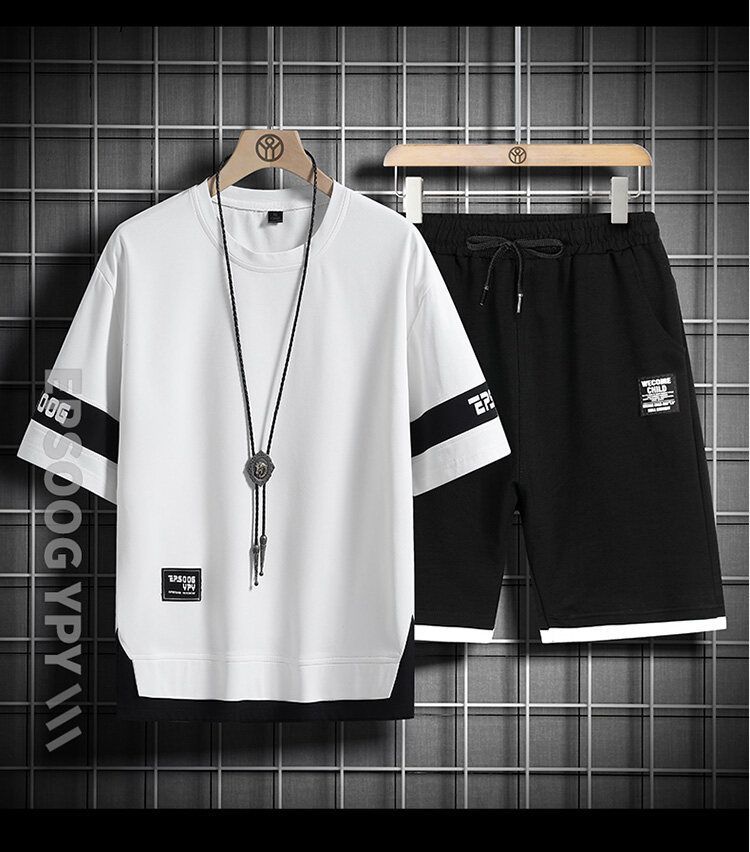男女兼用 大人気 シンプル Tシャツ & ショーツ セットアップ U-80020