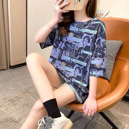 着心地抜群 プリント 女性力を高める Tシャツ カットソー ワンピース＜U-3355＞