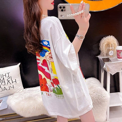 スタイリッシュ 切り替え 一目惚れ プリント Tシャツ カットソー＜U-3531＞