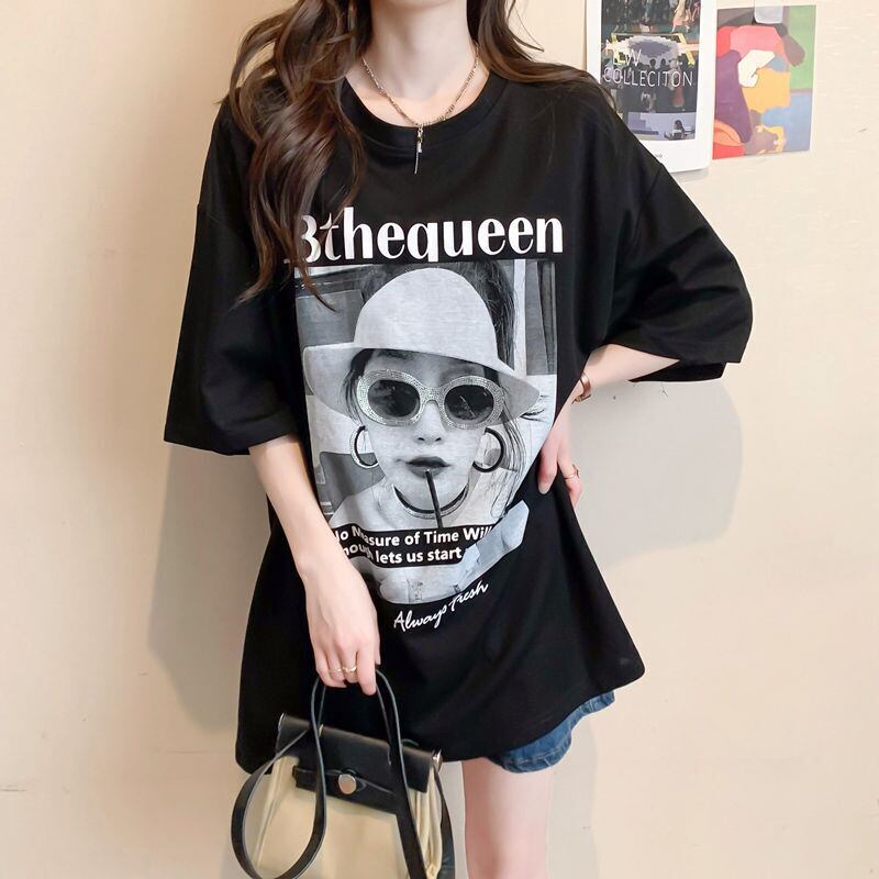 話題沸騰中 レース アバンギャルド 切り替え ホットダイヤモンド 3色選択 半袖Tシャツ＜U-8547＞