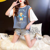 デザインセンス漫画フェイクツーピース半袖Tシャツ<U-3037>