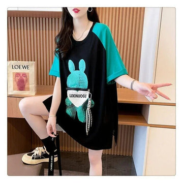コットンパーソナライズジッパー大ポケットスリット半袖Tシャツ<U-2884>