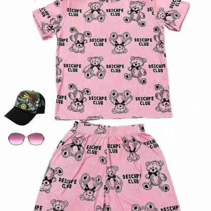 好感度UP カジュアル 夏に嬉しい機能付き 半袖Ｔシャツⅹパンツセット全4色<U-11628>