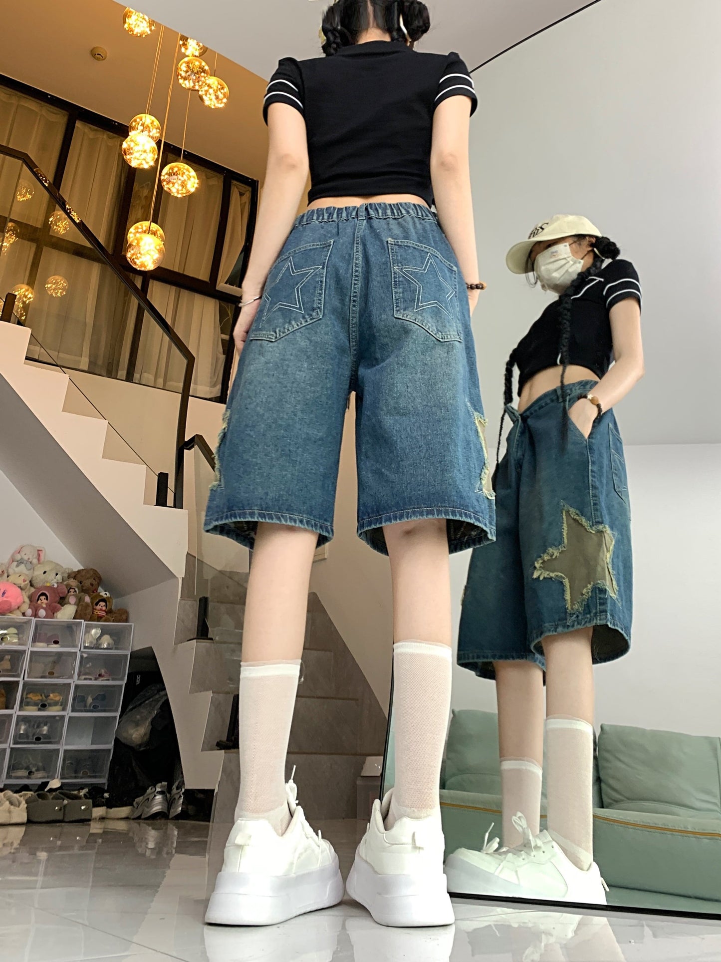 絶対流行 デニム ゆったり感アップ個性派 ハイウエスト パンツ ボトムス＜U-8657＞