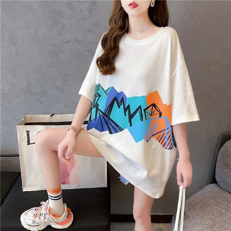 個性的なデザイン ラウンドネック 一目惚れ プリント Tシャツ カットソー＜U-3009＞