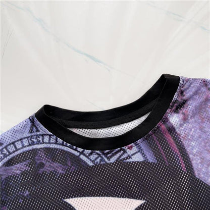夏新作 オーバーサイズ ラウンドネック プリントTシャツ ゆったり ワンピース＜isf-2996＞