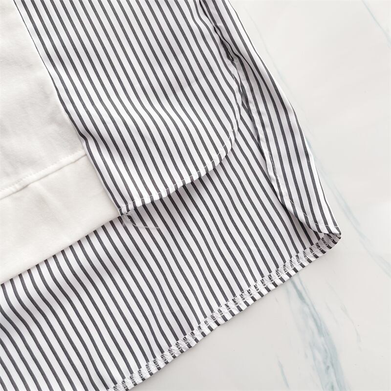 期間限定 ストライプ柄 新作 切り替え プリント 全3色 半袖Tシャツ カットソー ＜U-8685＞
