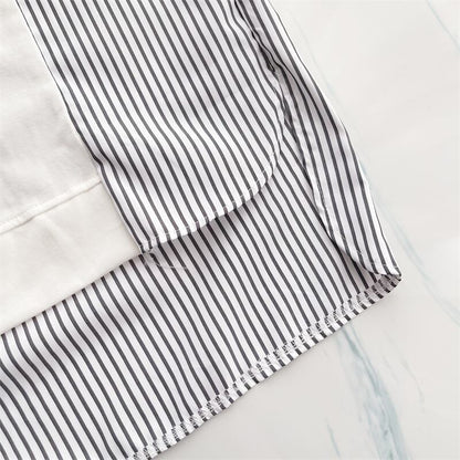 期間限定 ストライプ柄 新作 切り替え プリント 全3色 半袖Tシャツ カットソー ＜U-8685＞