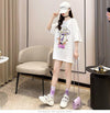 【半額！期間限定！！】グラフィック レース 透かし彫り ロング Tシャツ ゆったりワンピース ＜U-4021＞