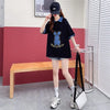 韓国系 ウサギちゃん POLOネック プリントTシャツ 三色 ゆったり半袖 ＜U-3056＞