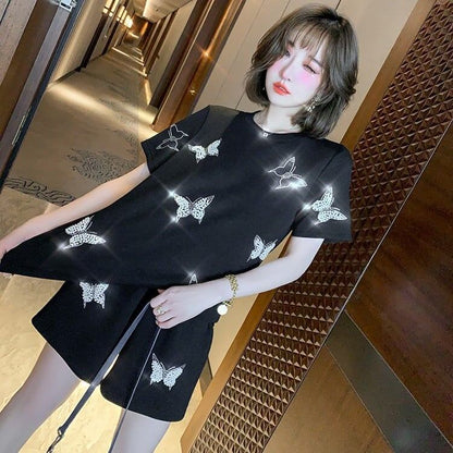 新作 ファッション 絶対欲しい 海外トレンド 半袖 Tシャツ ショートパンツ セットアップ<U-6726>