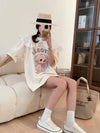 スウィート ワンちゃんロゴ 韓国系 ゆったりTシャツ半袖<U-4882>