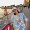 絶対欲しい キュート 話題沸騰中 絞り染め プリント 全2色 半袖Tシャツ<U-8759>