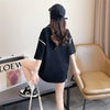 美人度アップ 折り襟 ワッフル ぬいぐるみ付き ロング Tシャツ ゆったり半袖 ＜U-2930＞