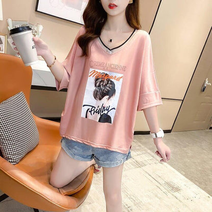 着心地抜群 3色選択可 女性力を高める Vネック Tシャツ カットソー＜U-3094＞