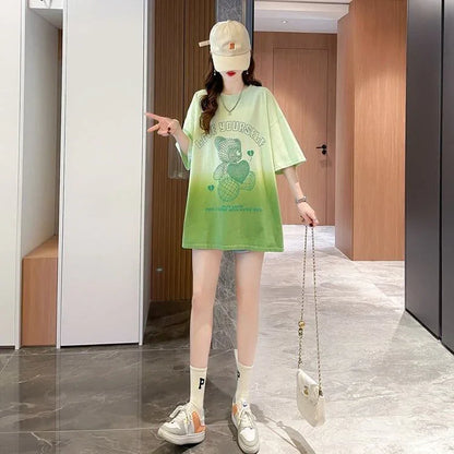 おすすめ新作 プリントTシャツ グラデーション ゆったり半袖＜U-2886＞