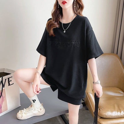 着心地抜群 切り替え 女性力を高める Tシャツ＋ショートパンツ セットアップ＜U-3553＞