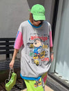 話題沸騰中 ゆったり カジュアル プリント カラーマッチング 半袖Tシャツ＜U-8067＞