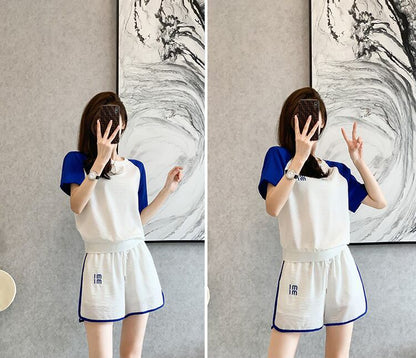 好感度UP カジュアル 絶対欲しい 全2色 半袖 Tシャツ ショートパンツ セットアップ ＜U-8938＞